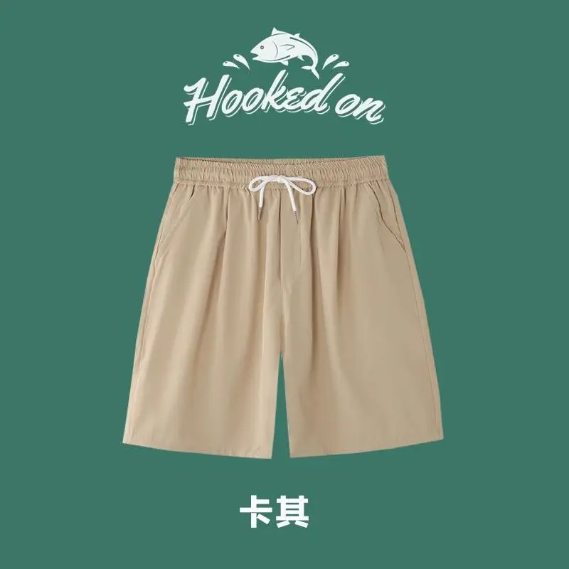 Men's Summer Thin Ice Silk Shorts Beige Grey Loose Fit - Image 23