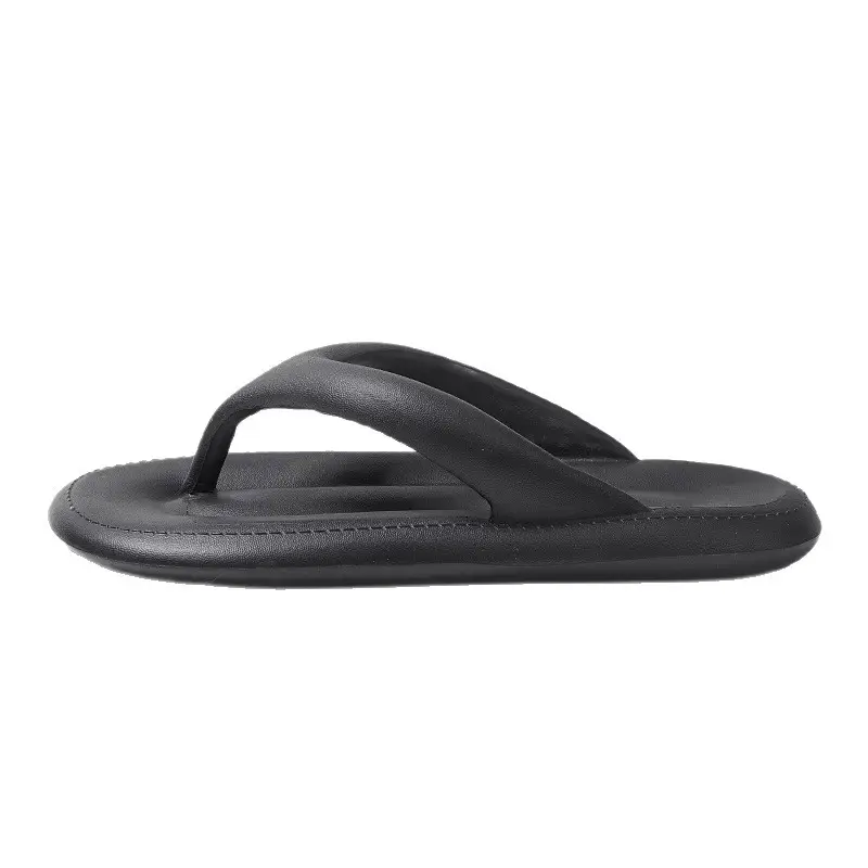 Men's White & Black Flip Flops Thick Bottom