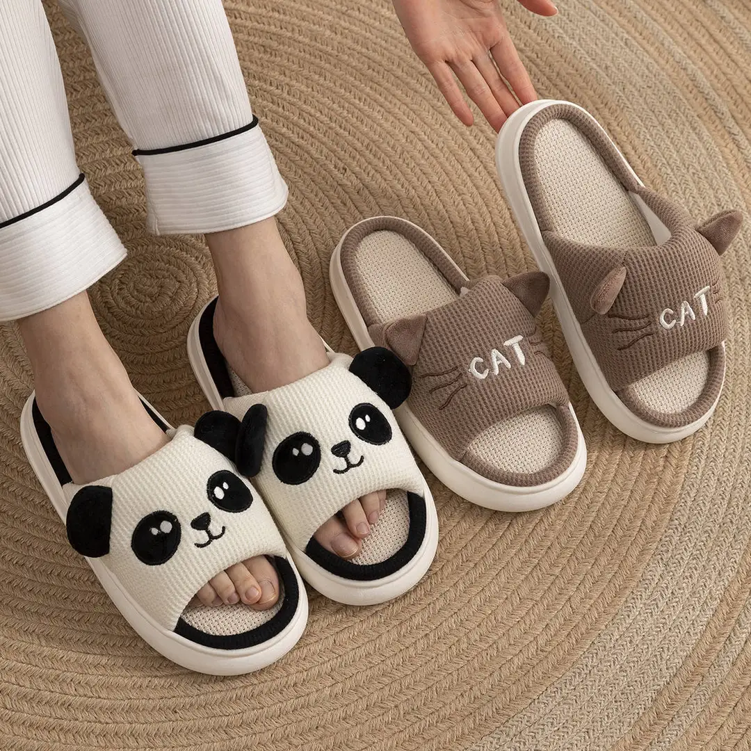 Mute Linen Slippers Men's Spring and Autumn Indoor Home Use Four Seasons Cotton and Linen Cloth Slippers Women's New Winter and Summer