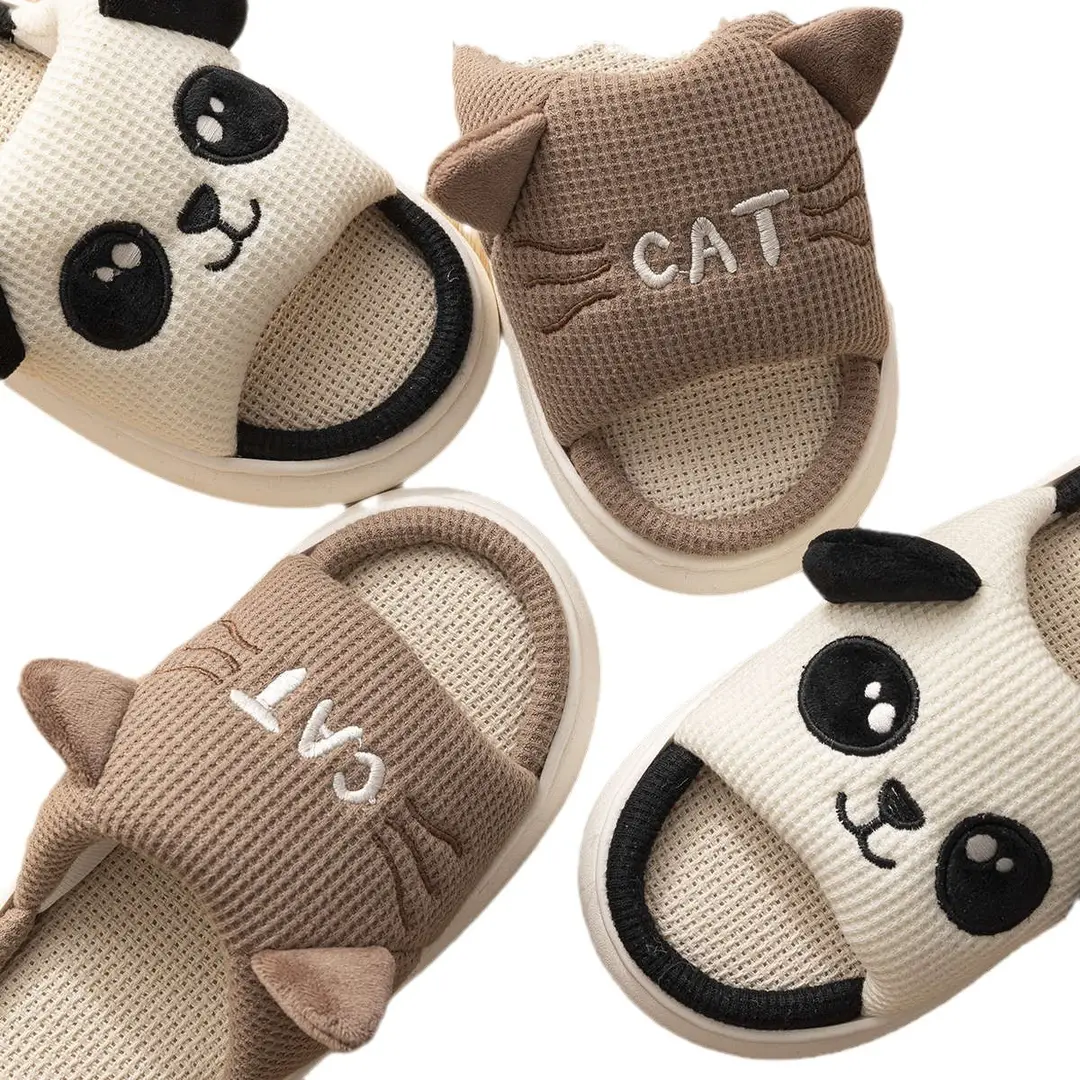 Mute Linen Slippers Men's Spring and Autumn Indoor Home Use Four Seasons Cotton and Linen Cloth Slippers Women's New Winter and Summer