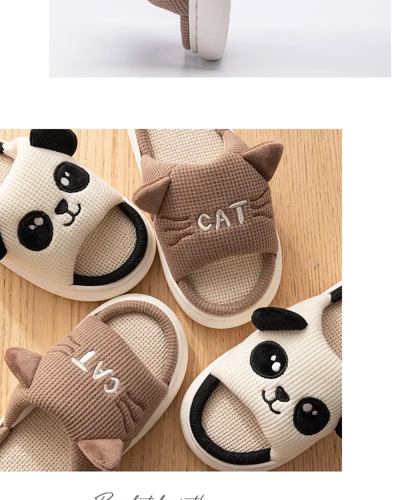 Mute Linen Slippers Men's Spring and Autumn Indoor Home Use Four Seasons Cotton and Linen Cloth Slippers Women's New Winter and Summer — feature 11