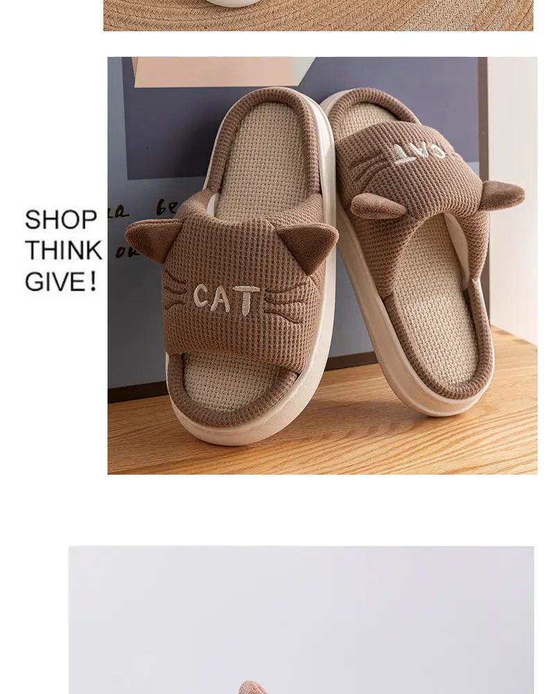 Mute Linen Slippers Men's Spring and Autumn Indoor Home Use Four Seasons Cotton and Linen Cloth Slippers Women's New Winter and Summer — feature 9
