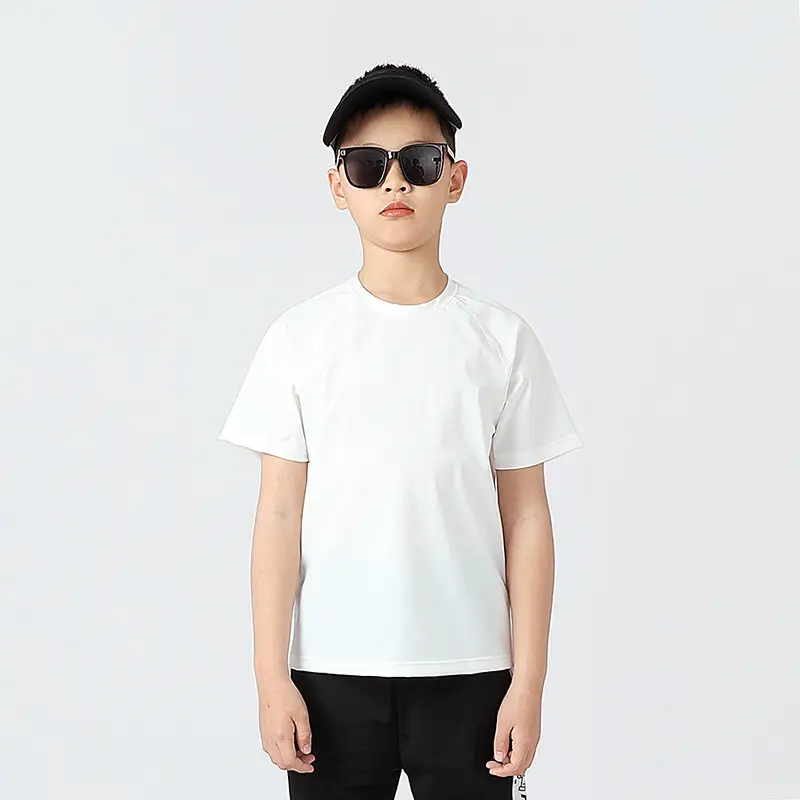Summer Korean Kids White Short Sleeve T-Shirt - Image 21