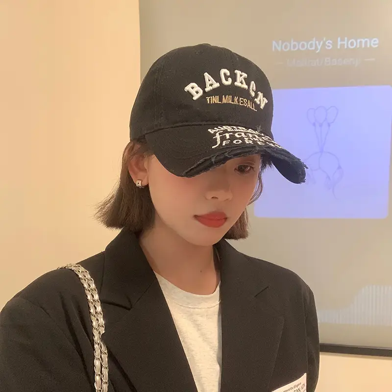 Ripped Baseball Cap Women Peaked UV Protection — feature 2