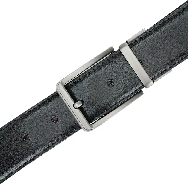 Men's Leather Belt with Silver Buckle - Image 6