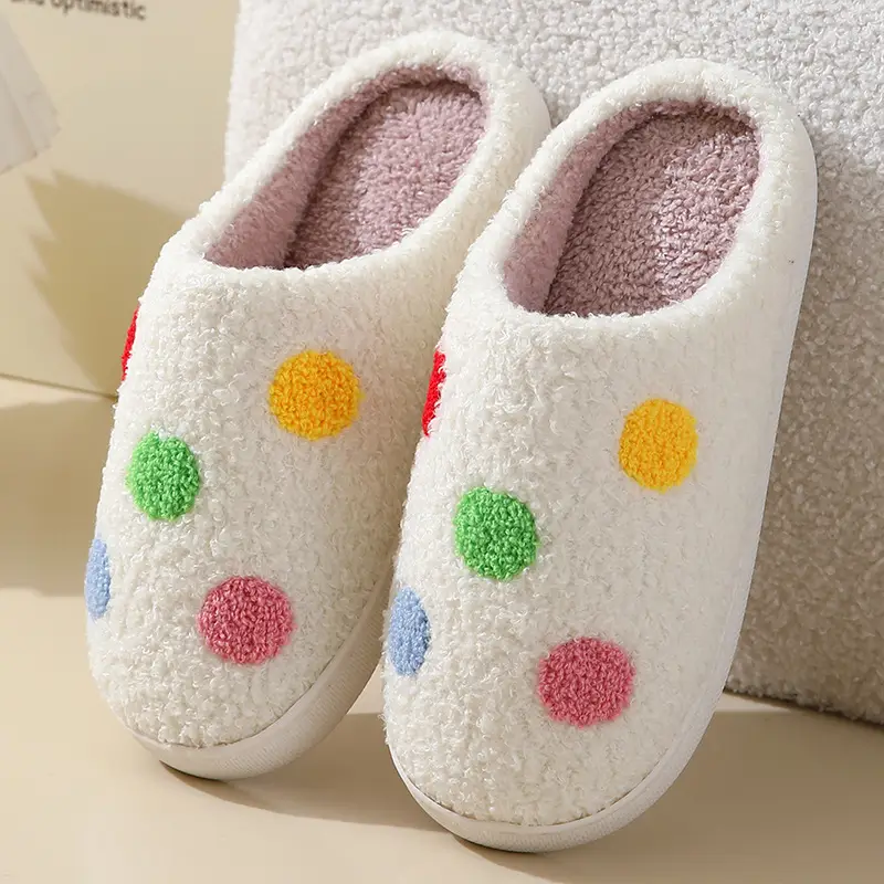 New comfortable home colorful love winter cotton slippers men and women couple thick bottom warm cotton slippers