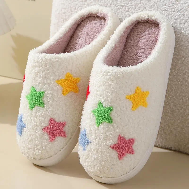 New comfortable home colorful love winter cotton slippers men and women couple thick bottom warm cotton slippers
