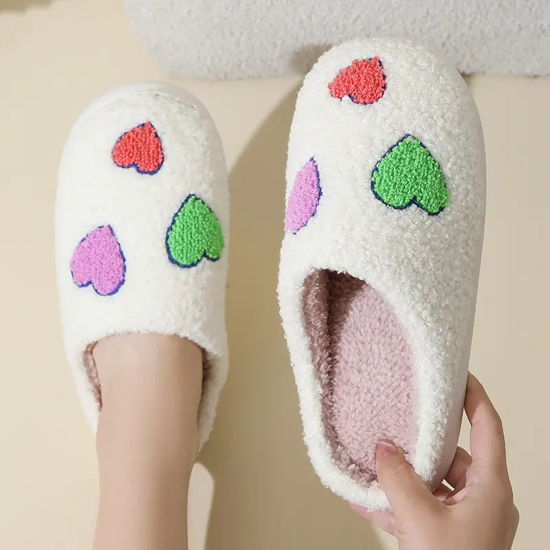 New comfortable home colorful love winter cotton slippers men and women couple thick bottom warm cotton slippers
