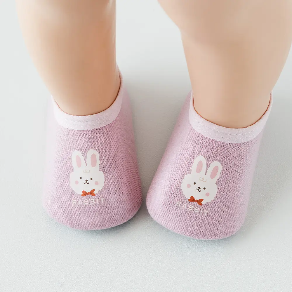 Pink Bunny Toddler Slip-On Socks for 1-3 Years