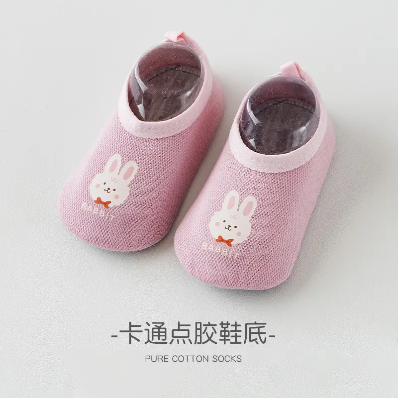 Pink Bunny Toddler Slip-On Socks for 1-3 Years