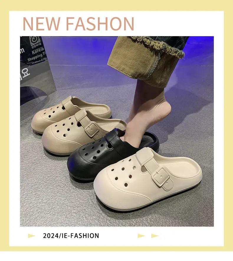 Women's Black Clog Sandals with Buckle Strap 2025 — feature 1