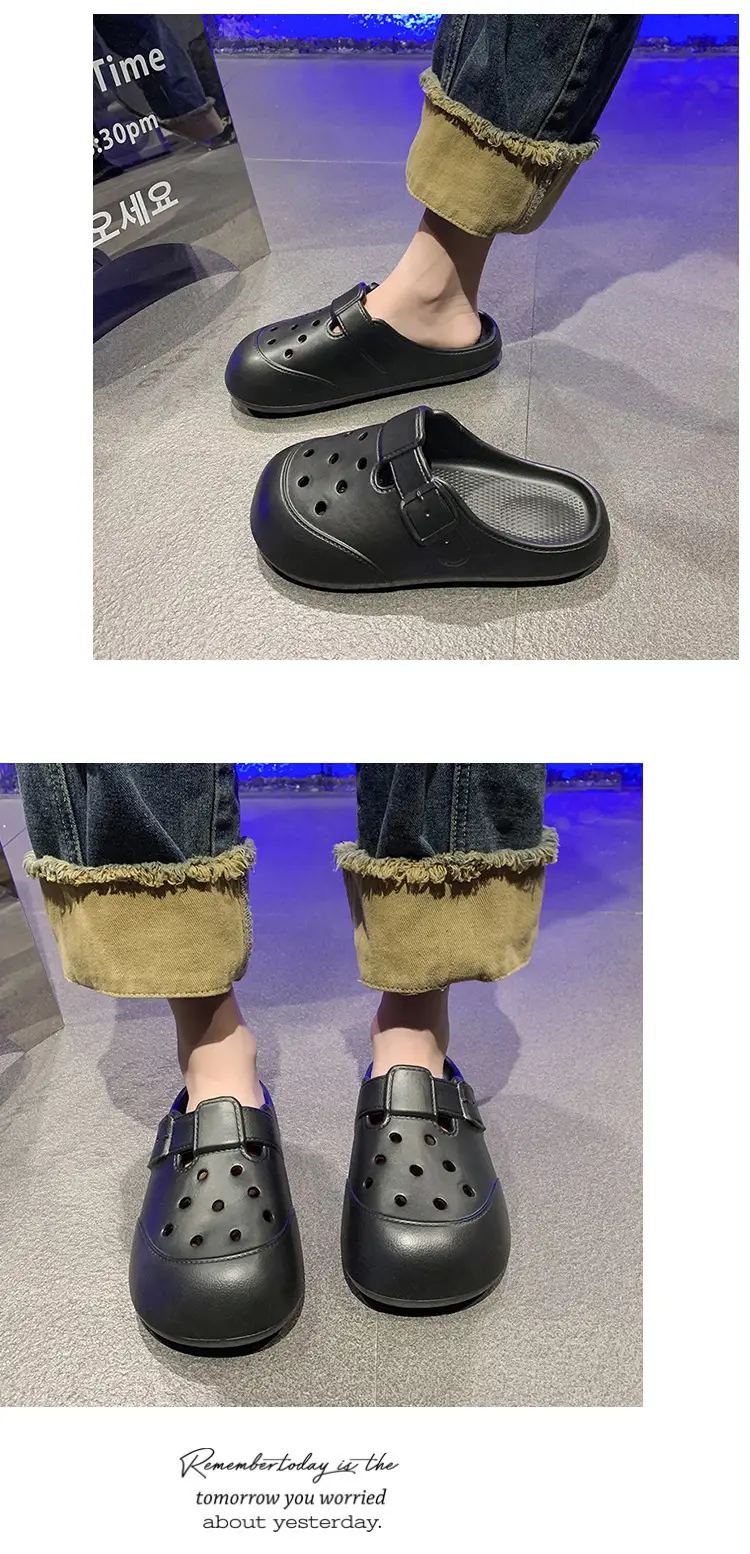Women's Black Clog Sandals with Buckle Strap 2025 — feature 14