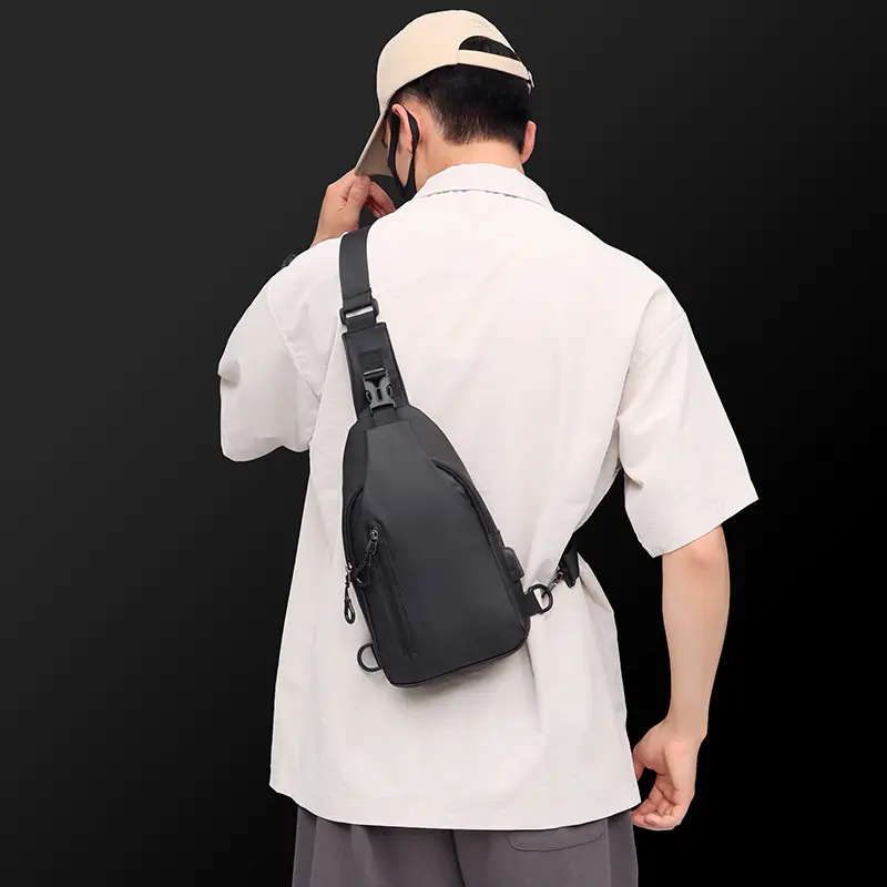 Men's Outdoor Large Capacity Messenger Bag Black - Image 5