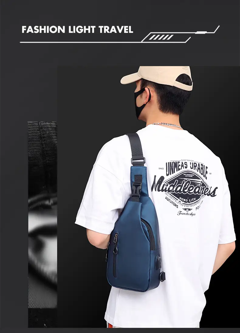 Men's Outdoor Large Capacity Messenger Bag Black — feature 7