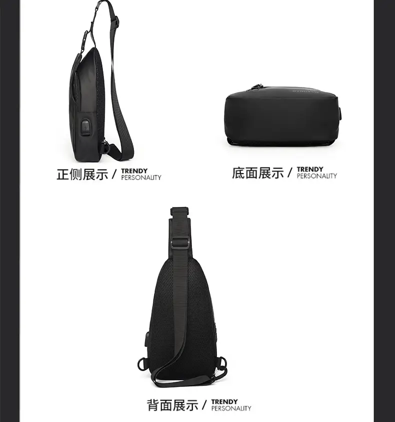 Men's Outdoor Large Capacity Messenger Bag Black — feature 9