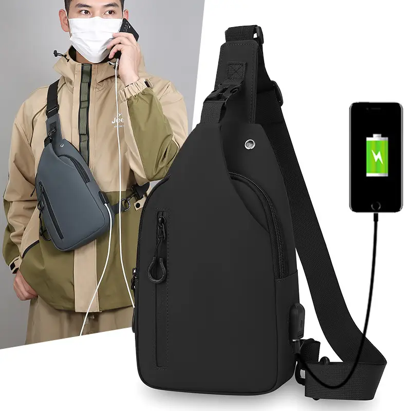 Men's Black Shoulder Messenger Bag Small Multi-Functional - Image 15