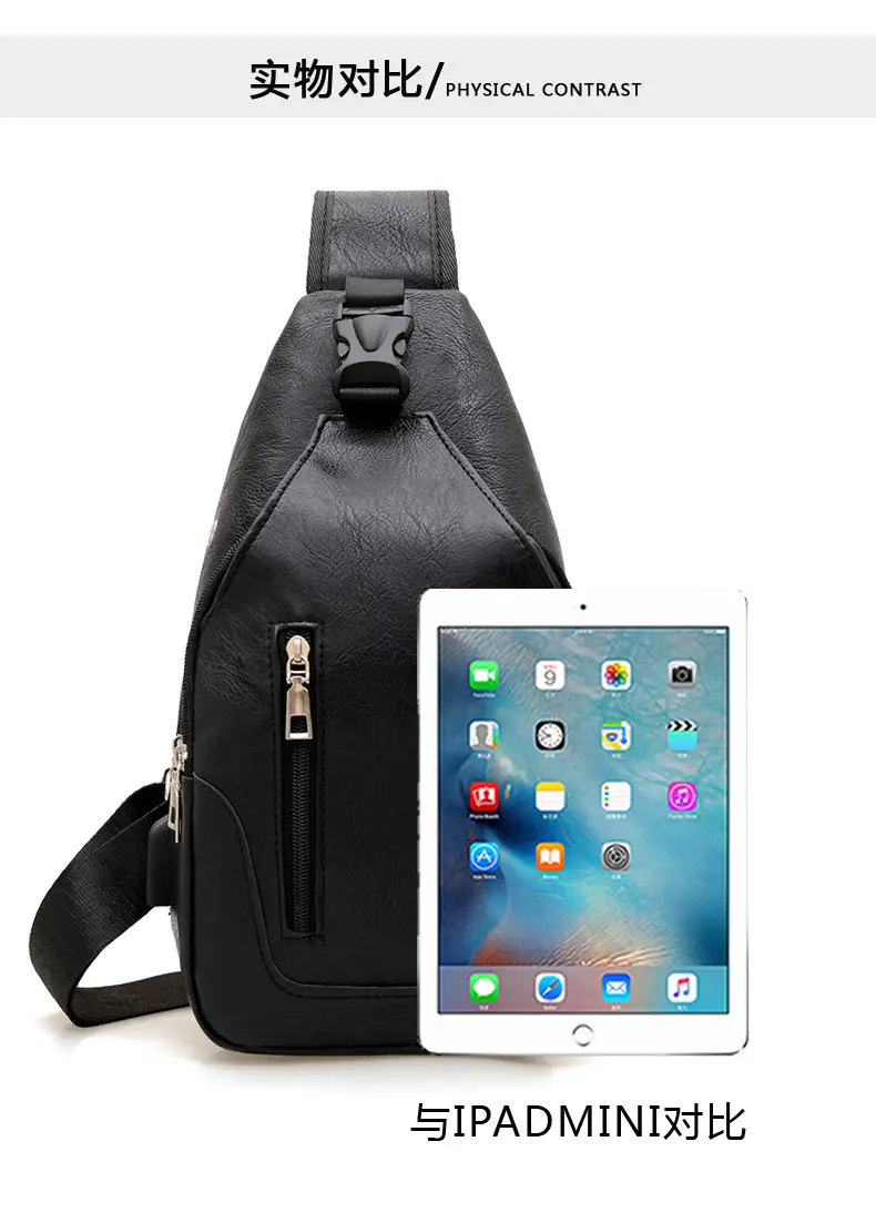 Men's Black Shoulder Messenger Bag Small Multi-Functional — feature 15