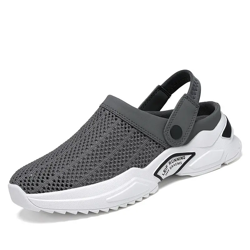 2022 Summer Gray Mesh Half Slippers for Men - Image 2