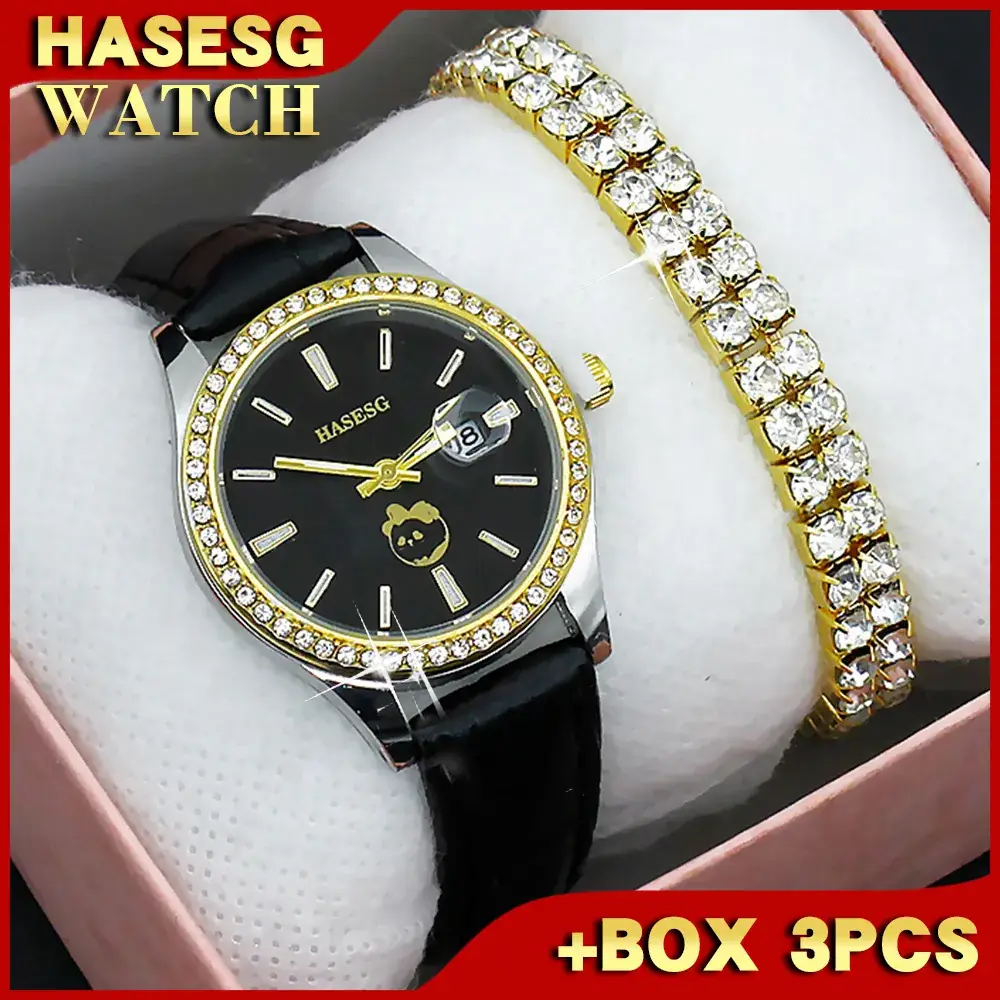Women's Gold Diamond Watch Set with Bracelet - Image 26