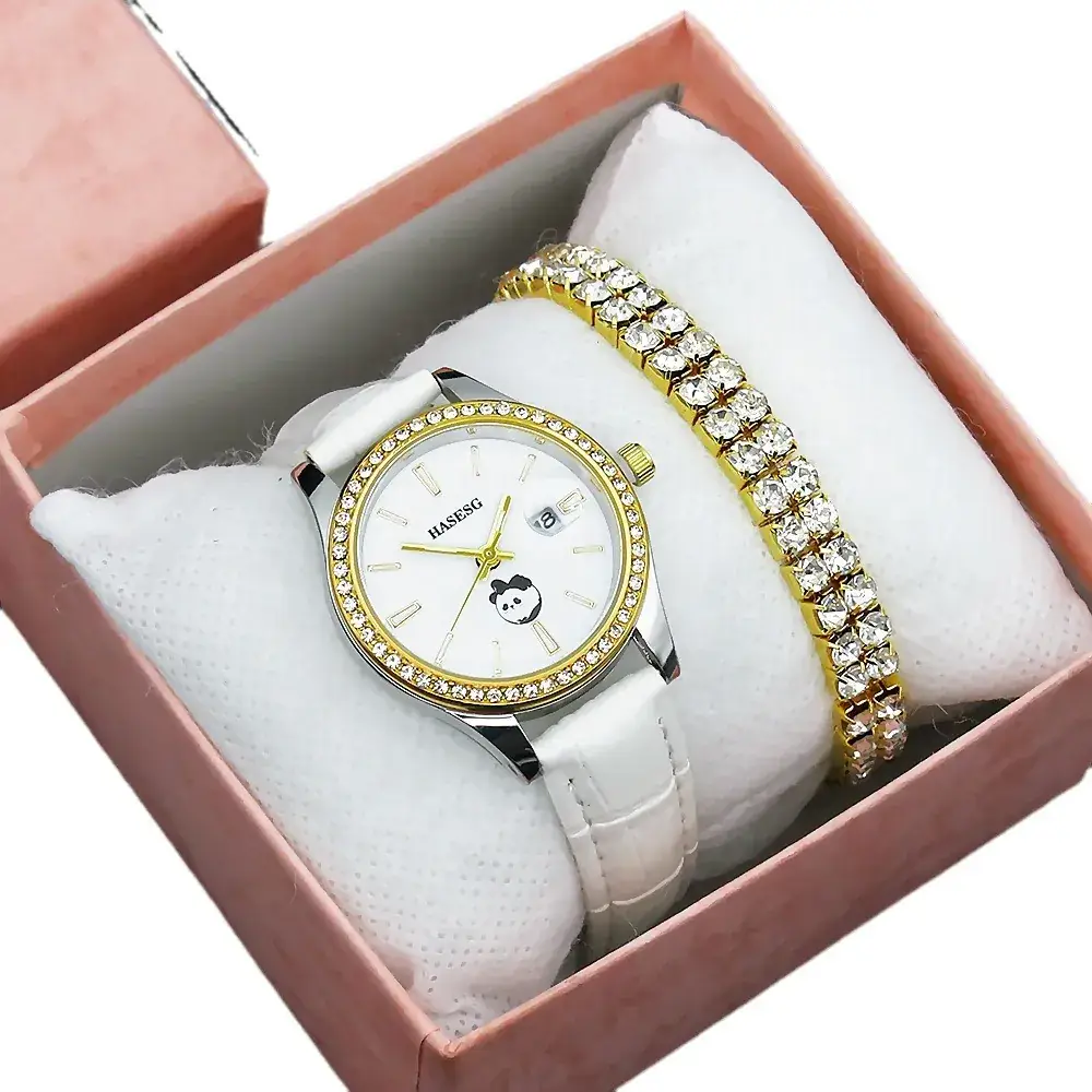Women's Gold Diamond Watch Set with Bracelet - Image 29