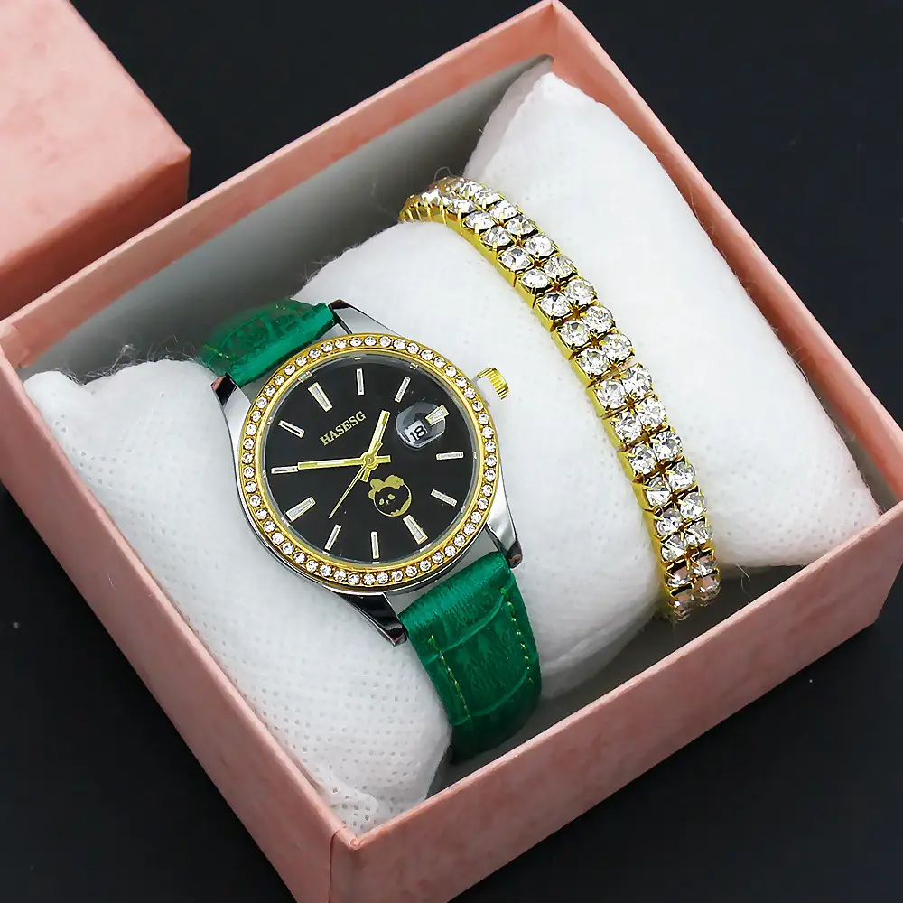 Women's Gold Diamond Watch Set with Bracelet — feature 12