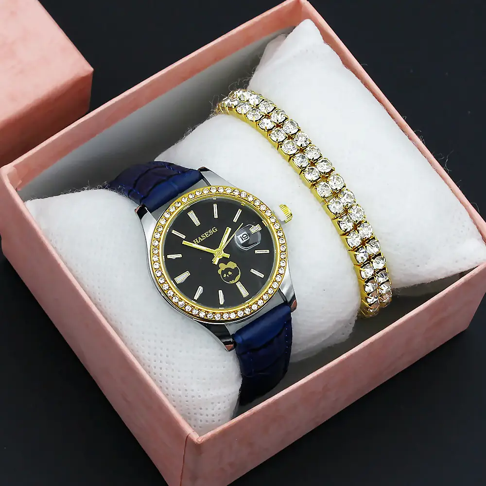 Women's Gold Diamond Watch Set with Bracelet — feature 14