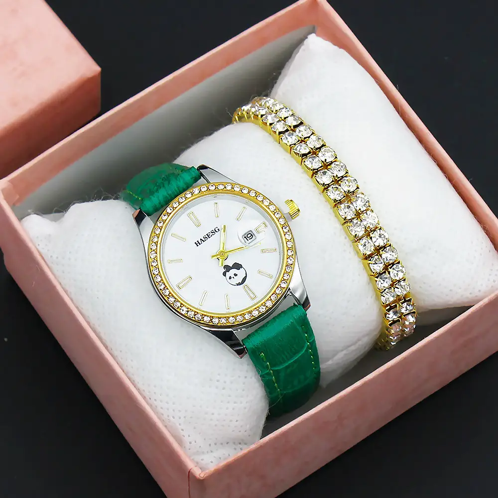 Women's Gold Diamond Watch Set with Bracelet — feature 15