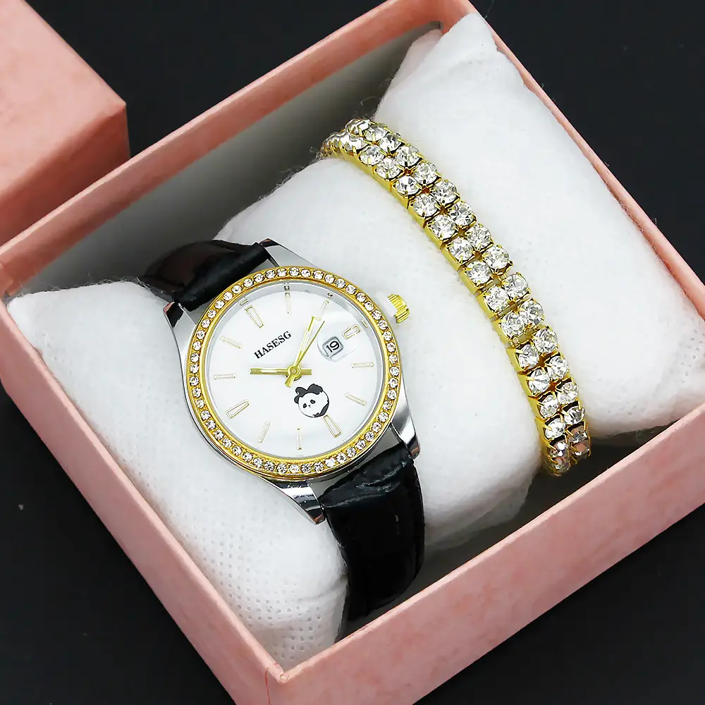 Women's Gold Diamond Watch Set with Bracelet — feature 16