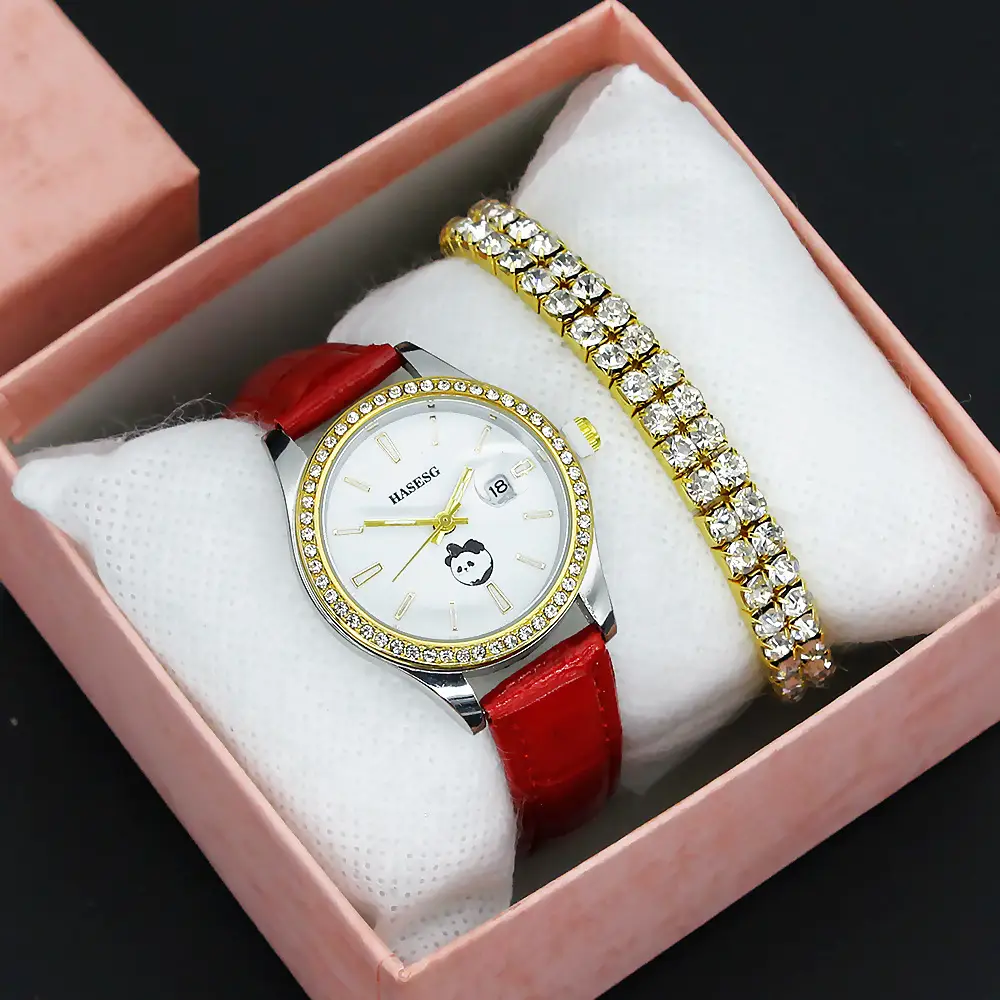Women's Gold Diamond Watch Set with Bracelet — feature 17