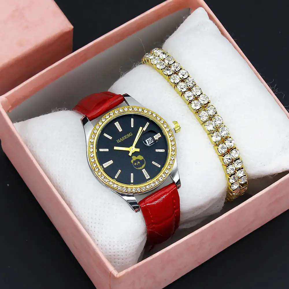 Women's Gold Diamond Watch Set with Bracelet — feature 18