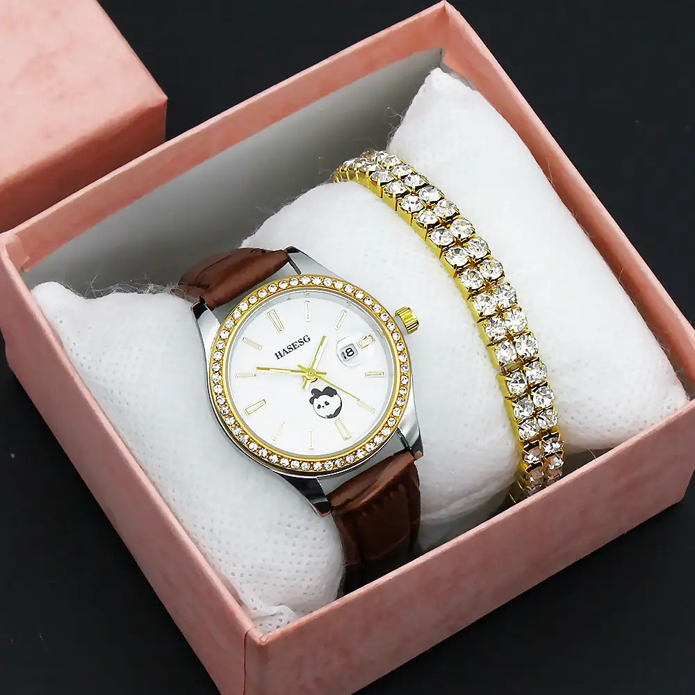 Women's Gold Diamond Watch Set with Bracelet — feature 7