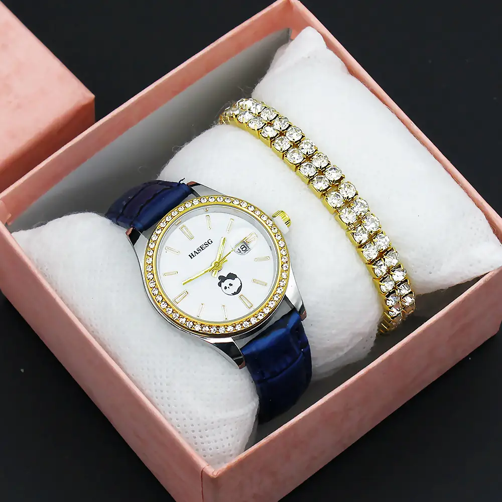 Women's Gold Diamond Watch Set with Bracelet — feature 8