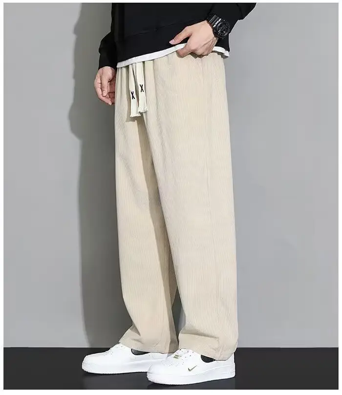 Men's White Ice Silk Loose Fit Sports Pants — feature 10