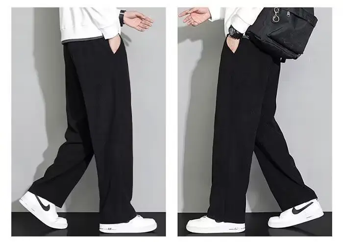 Men's White Ice Silk Loose Fit Sports Pants — feature 3