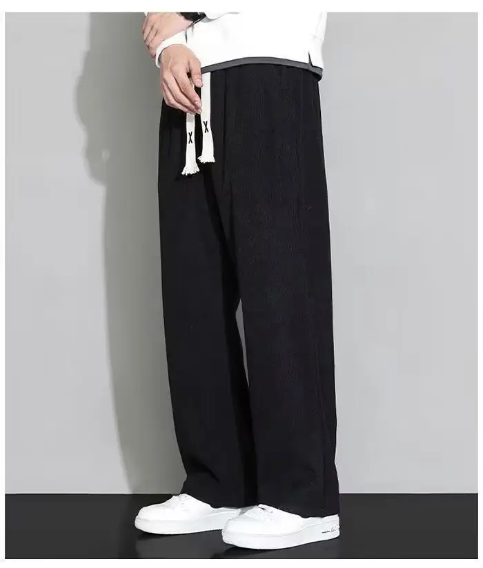 Men's White Ice Silk Loose Fit Sports Pants — feature 4