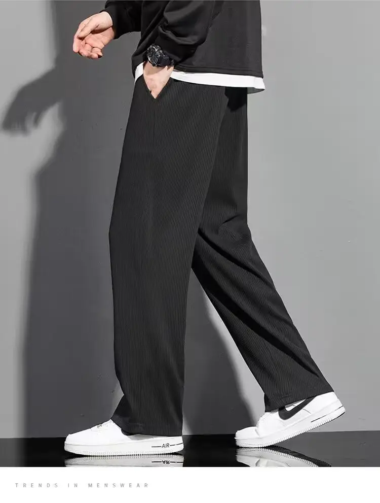 Men's White Ice Silk Loose Fit Sports Pants — feature 5