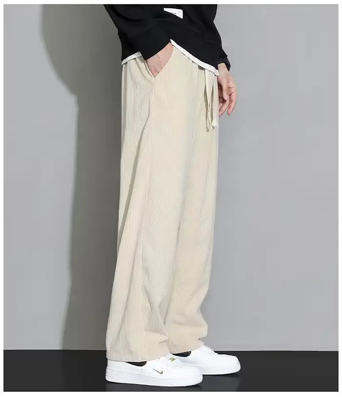 Men's White Ice Silk Loose Fit Sports Pants — feature 7