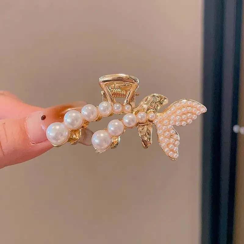 Gold Pearl Butterfly Hairpin for Women - Image 14