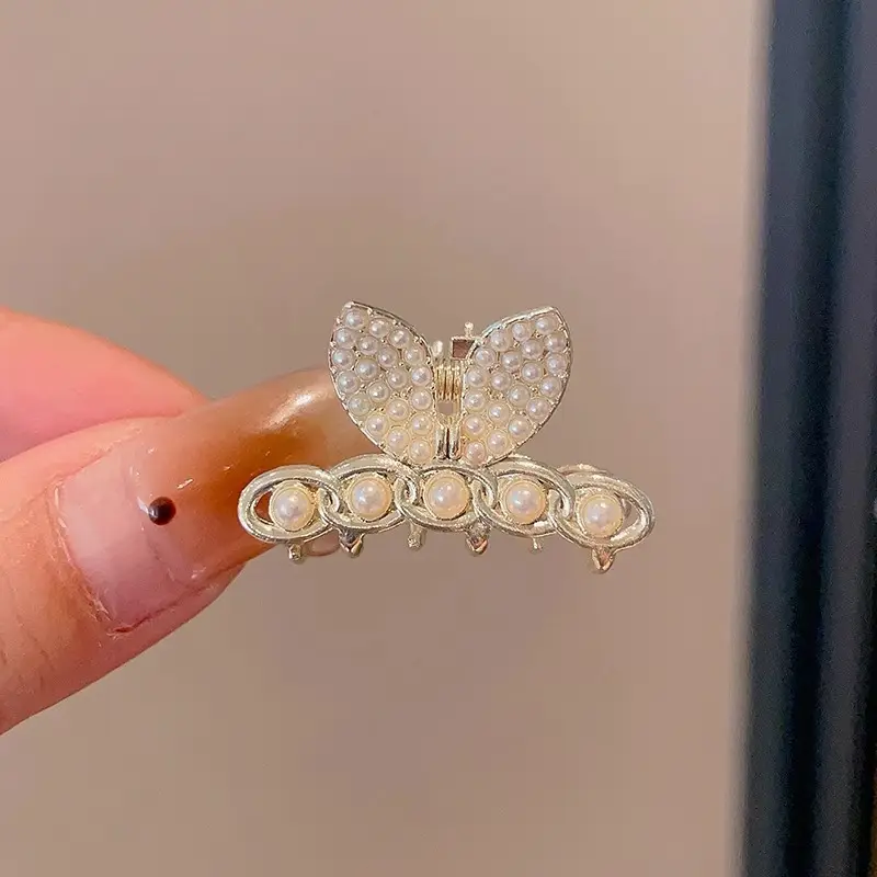 Gold Pearl Butterfly Hairpin for Women - Image 5