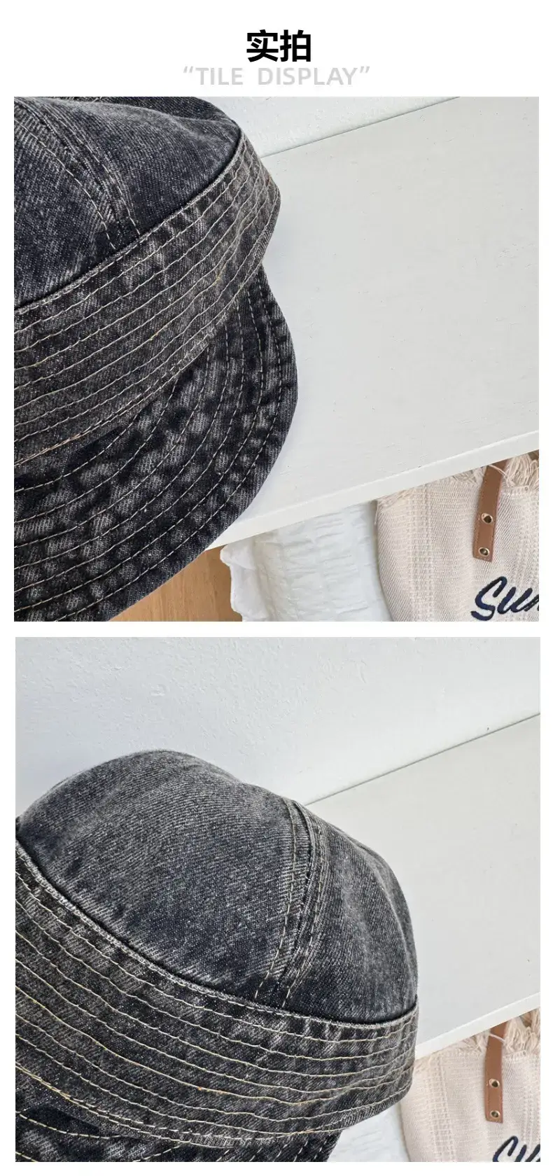 Women Denim Fisherman Hats Blue Black Foldable — feature 5