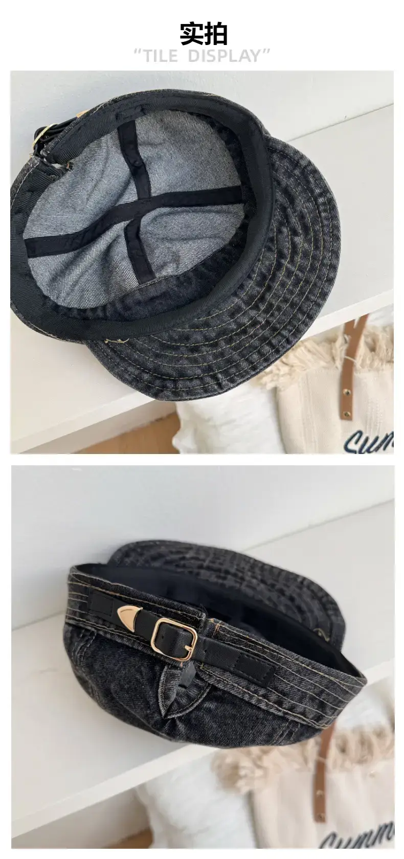 Women Denim Fisherman Hats Blue Black Foldable — feature 6