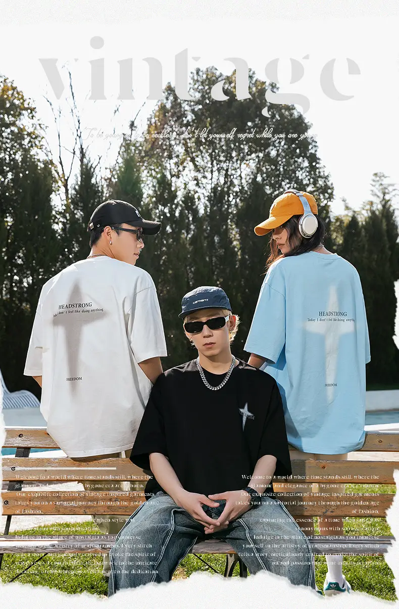 Korean Lu Men Printed Short Sleeve T-Shirt Black — feature 5