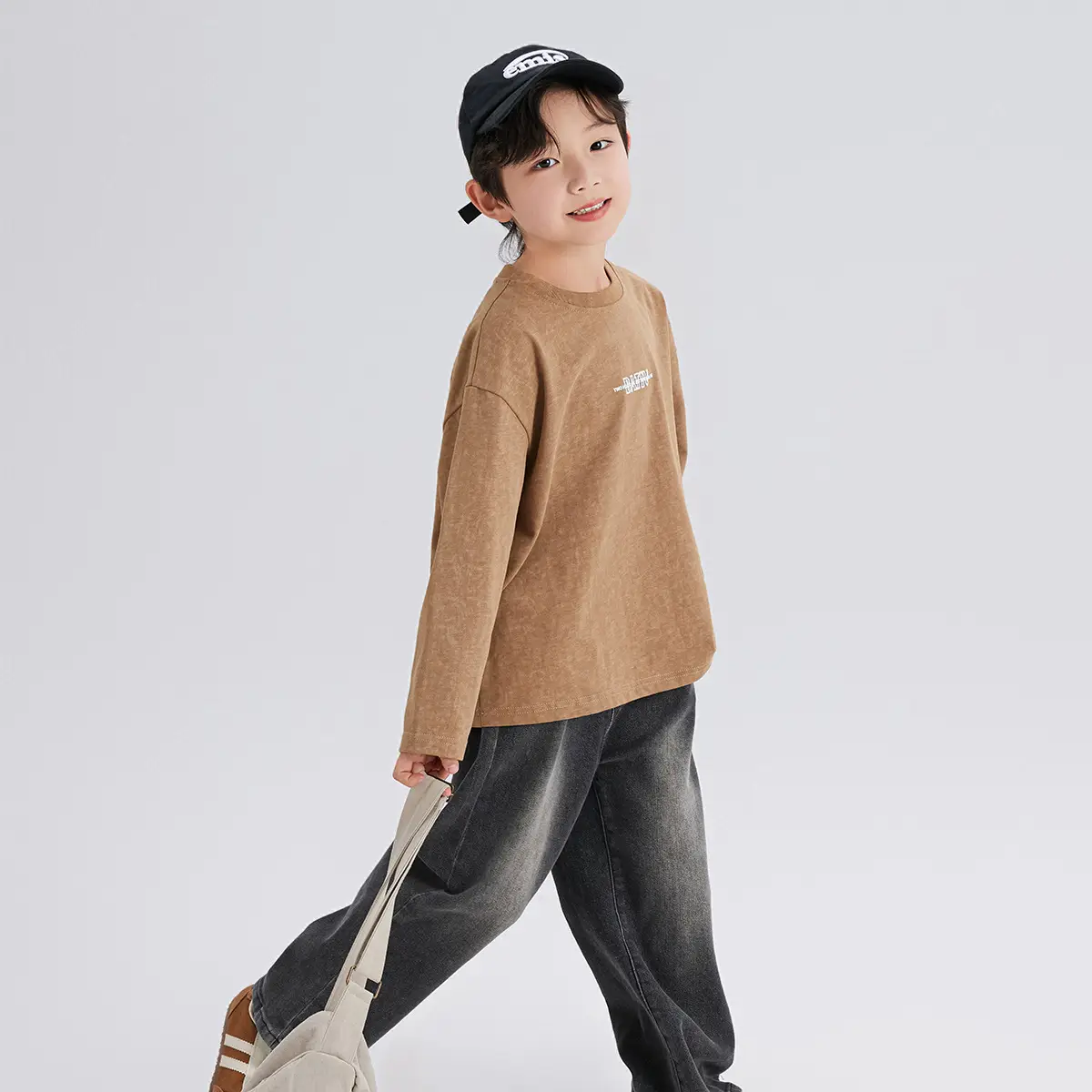 Boys Cotton Long Sleeve T-Shirt Cream Spring 2024 - Image 3