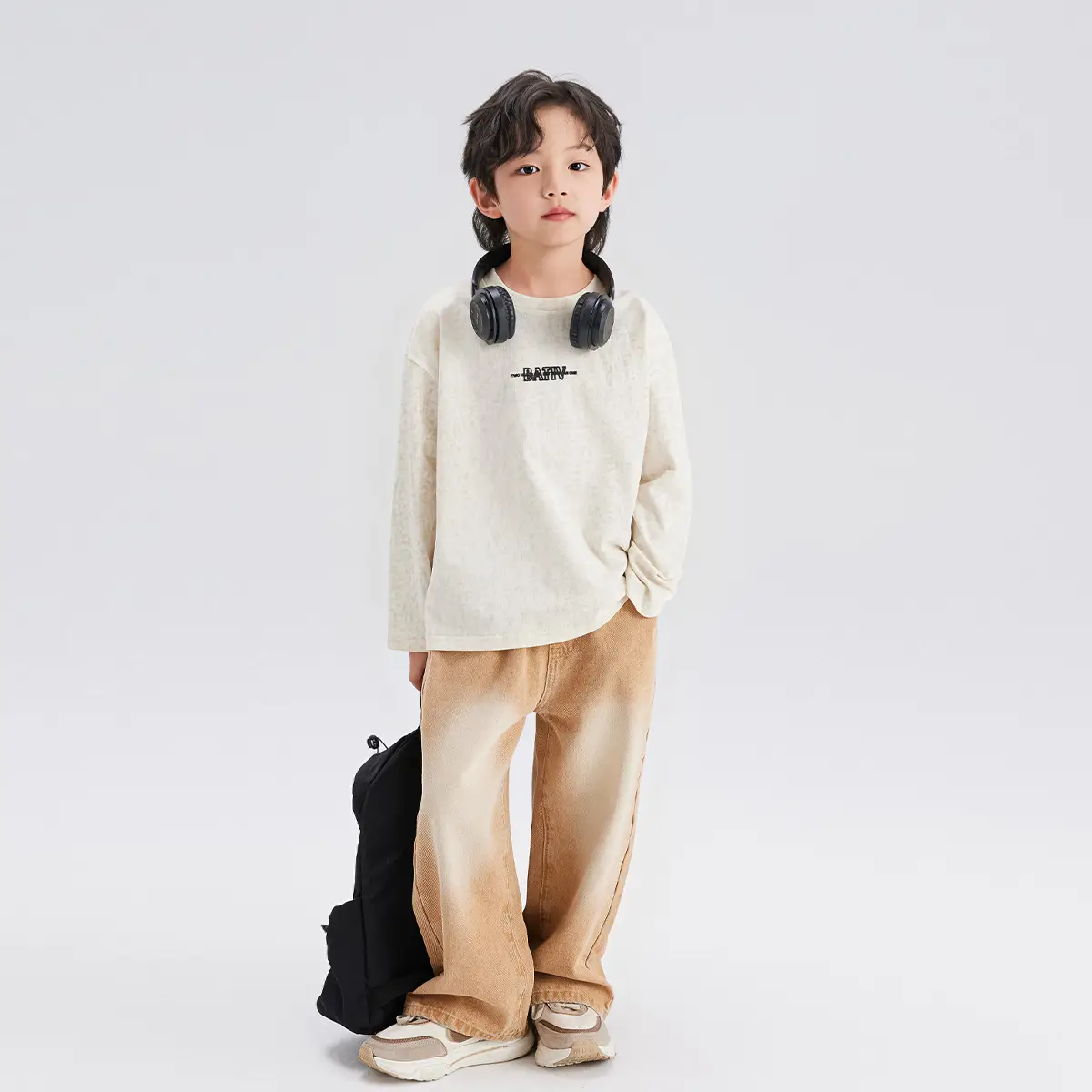 Boys Cotton Long Sleeve T-Shirt Cream Spring 2024 - Image 4