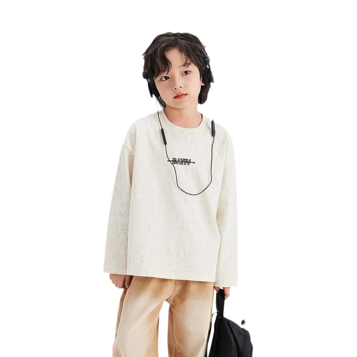 Boys Cotton Long Sleeve T-Shirt Cream Spring 2024 - Image 5