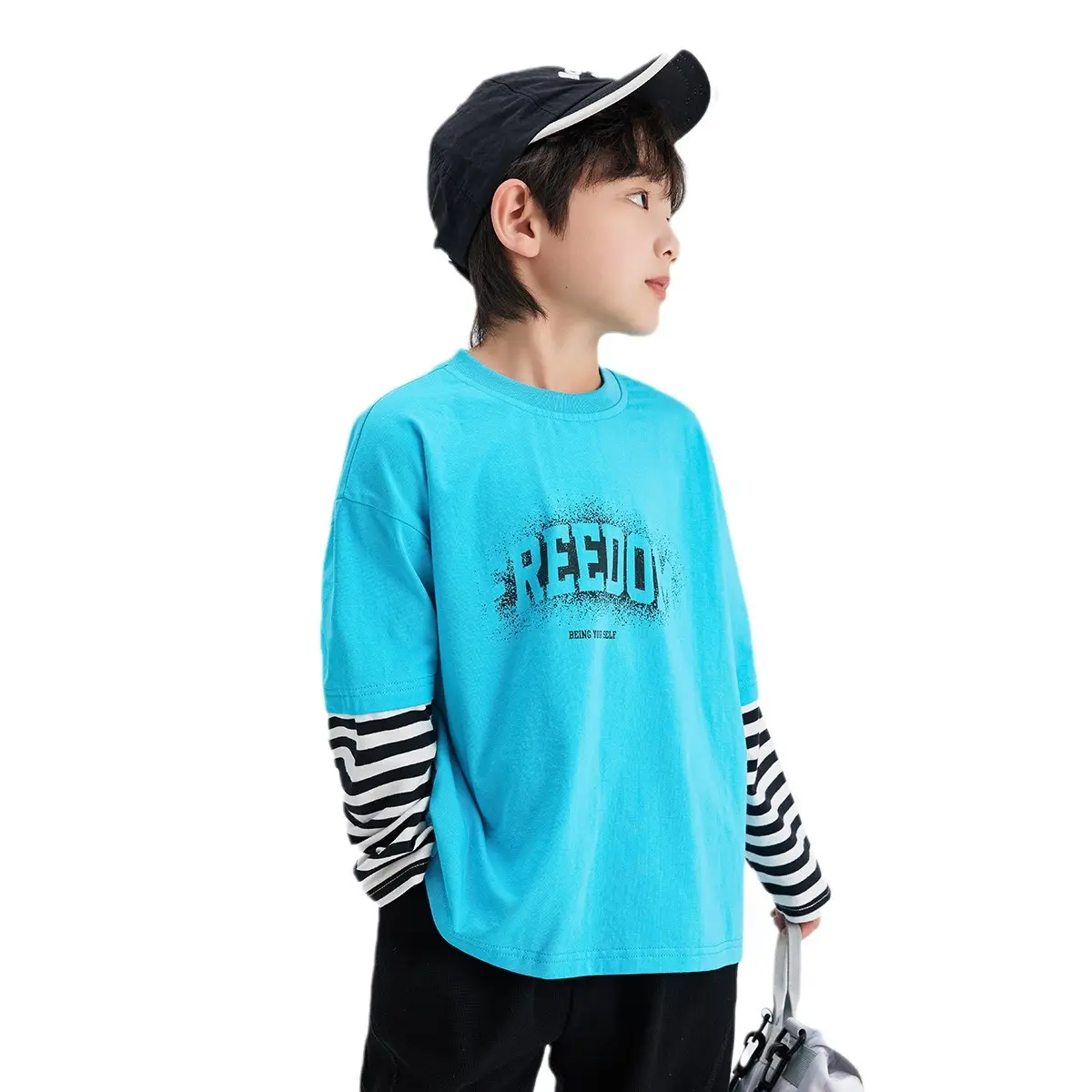 Boys Blue Striped T-Shirt Spring 2024 18oz - Image 5