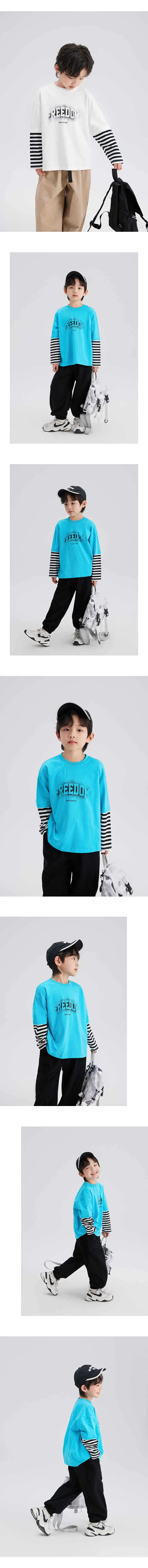 Boys Blue Striped T-Shirt Spring 2024 18oz — feature 7