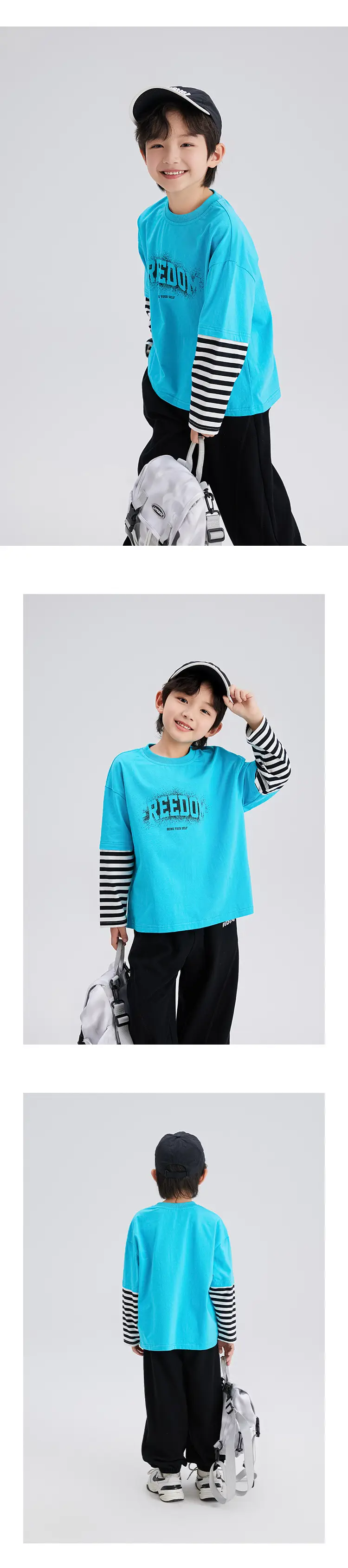 Boys Blue Striped T-Shirt Spring 2024 18oz — feature 8