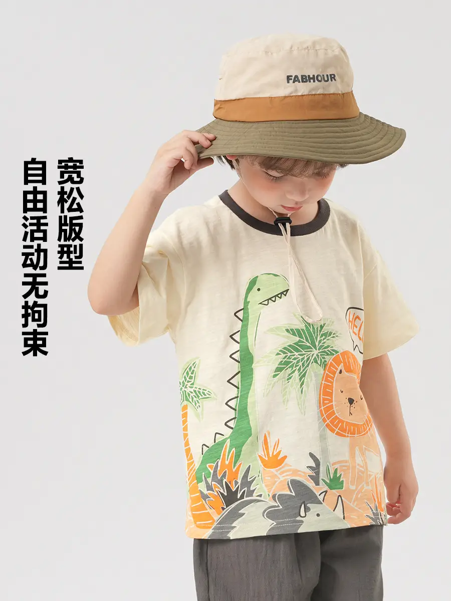 Right Euro Boy's Cotton T-Shirt White with Duck Print - Image 17