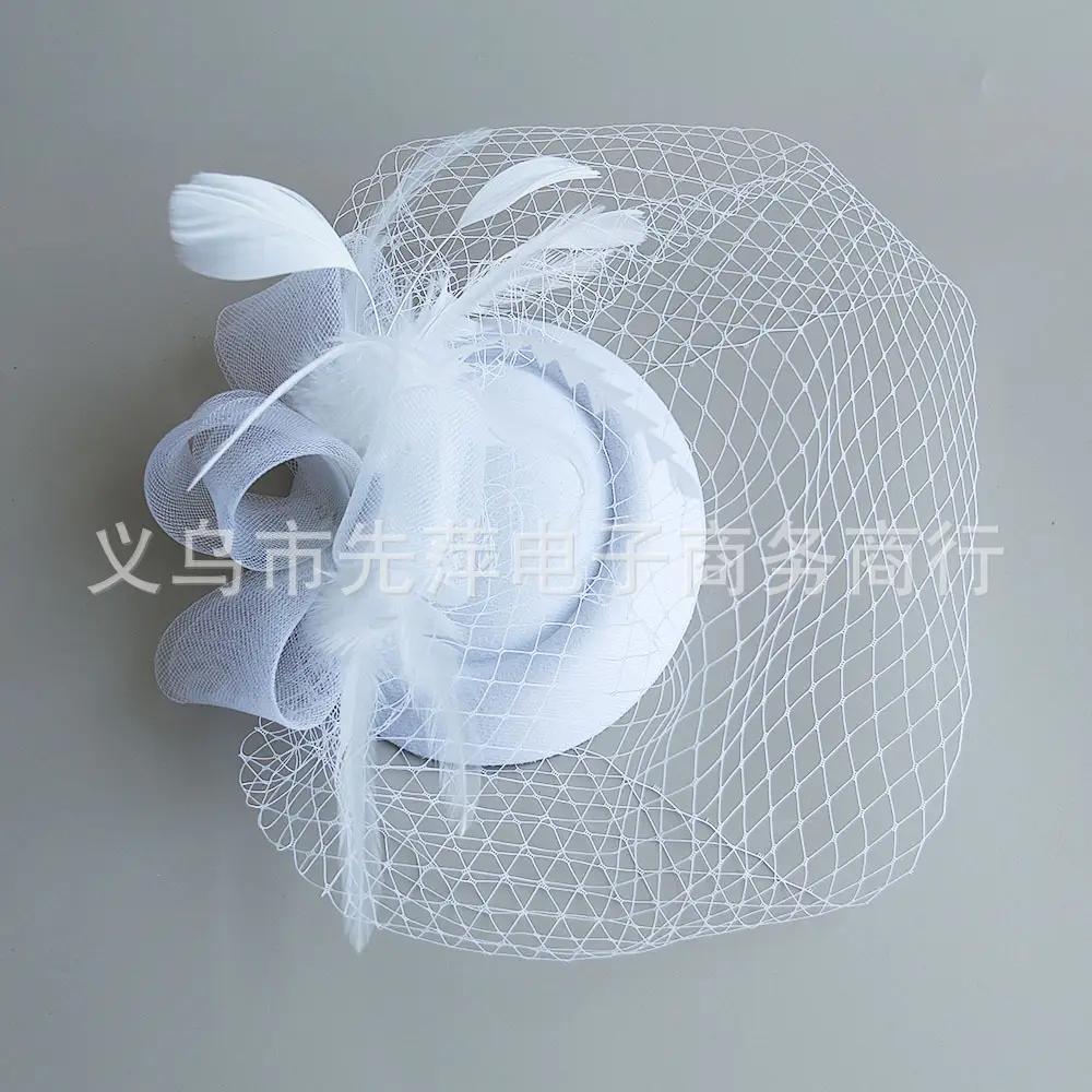 White Feather Headdress for Women Bridal Stage Use - Image 2